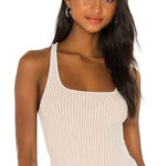 Free People  Ribbed Square Neck Beige Tank Top Racerback XS Photo 0