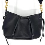ZARA Faux Leather Pleated Crossbody Bag Black with Canvas Strap Black Photo 1