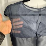 Theia Black Cocktail Dress Mesh Illusion Neckline Pleated A Photo 4