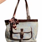 Dooney & Bourke East West Canvas / Leather Trim Donegal Crest Tote Shoulder Bag Photo 10