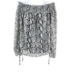Miss Me Sweet Love Off Shoulder Long Sleeve Snake Skin Print Lace Top Small Photo 31