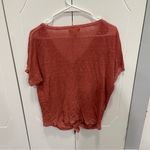 Cloth & Stone by Anthropologie Red Tie Linen Short Sleeve Shirt Photo 2