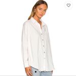 Free People Oxford Dreams Shirt Brown Stitch White Combo Fringe Size Small Photo 1