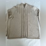 Karen Scott Full Zip Sweater Women’s Size Medium Petites Beige Tan 100% Cotton Photo 1