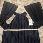 J.O.A. Blue Flare Sleeve Off The Shoulder Velvet Pleated Top Blouse Photo 7