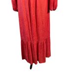 En Crème Red Long Sleeve Maxi Dress Women's M Deep V Neck, Open Waist Boho Party Size M Photo 5
