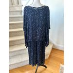Patra Navy Beaded Silk Draped Scoop Neck Cocktail Dress Blue Size 20W Photo 1