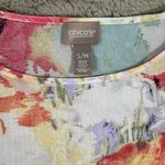 Chico's  Floral Print‎ Flowy Top S/M Multicolor Lightweight Blouse Career Office Photo 2