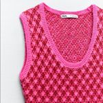 ZARA PLAID KNIT Sleeveless Mini A-Line Dress w/ Round Neckline Size S Pink NEW Photo 15