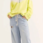 Free People Isla Crochet Quarter Zip Pullover Sweatshirt Photo 0