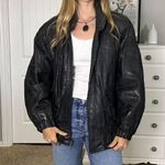 Black leather ruffled unique western bomber Size L Photo 3