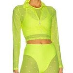Adam Selman  Sport Perforated Polka Dot Neon Yellow Mesh Crop Top Size XS NEW NWT Photo 0