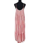 She & Sky Womens Striped Adjustable Strap Tiered Maxi Dress White Coral Medium Photo 4