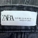 ZARA  Women's Black High Waisted Raw Hem Casual Mini Denim Jean Shorts Size 6 Photo 3