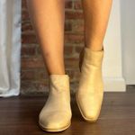 Vintage Womens Circle S Cream Beige Leather Chelsea Boots Fall 6.5 Photo 3