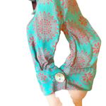 Lucy Love Topanga Canyon Top Green Red Paisley Blouse Medium Photo 3