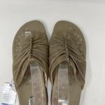 Taos Gift 2 Ruched Leather Comfort Shoes Sandals Metallic Tan Taupe women 10 New Photo 5