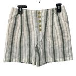 Anthropologie Beachgoer Linen Cotton Shorts in Green White Stripes Size 2 Photo 0
