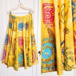 vintage • yellow circle skirt midi sequin spiral colorful print cotton ethnic Size M Photo 1