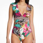 Bleu Rod Beattie EUC  Run Wild Cap Sleeve One Piece Swimsuit Size 14 Retail $119 Photo 2