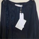 IRO  Paris NEW Wispy Asymmetric Hem Ruffled Crepe de Chine Silk Skirt Black Sz 36 Photo 4