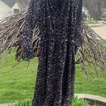 West K tiered midi dress size XL floral sheer sleeves flowy whimsical button up Pink Photo 7