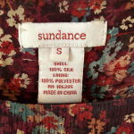 Sundance Dress Midi 100% Silk Floral Burgundy Tulip Sleeve Romantic Boho Size S Photo 8