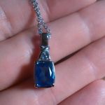Ceylon Color Quartz and Blue Simulated Diamond Stainless Steel Pendant Necklace Photo 7