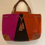 Kate Spade Coal Devon Purse Orange Pink Brown Wool Blend Leather Tote Purse Bag Photo 0