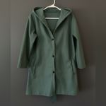 Women’s Hooded Coat M Sage Green Cotton Spandex Snaps Distinctive Details New Size M Photo 1