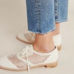 All Black Size 38 US 7.5 Woven Oxfords Shoes Lace Up Cream TINY FLAW Photo 0