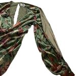 Adelyn Rae Velvet Floral Romper Women's Small Plunge‎ Front  Long Sleeve Green Photo 7