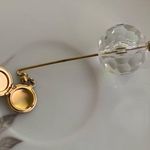 Vintage goldtone & clear lucite faceted ball hat pin with a rose locket Gold Photo 2