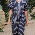 Jason Wu  Navy & Yellow Striped Balloon Sleeve Maxi Dress Size 6 Runway 2021 Photo 2