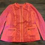 Jessica London  Women’s Cotton Full Zip Jacket Eyelet Lace Pockets Size 12W Fall Photo 0
