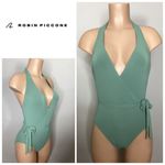 Robin Piccone New. jade green plunge neck one piece. Small. Retails $169 Photo 1