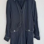 Jonathan Simkhai Black Long Sleeve Faux Belted Shirt Dress w/ White Trim Small Photo 0