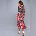 Somedays Lovin SOMEDAYS LOVING Burn in Love Black and Red Print Bell Sleeve Midi Dress Medium Photo 1
