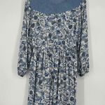 J Gee Boho Floral Dress Gauzy Crochet Long Sleeve Blue White Size S Photo 5