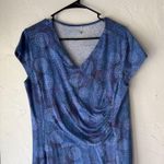 Kuhl Blue Geometric Print Cowl Neck Dress L Organic Cotton Stretch Casual Photo 1