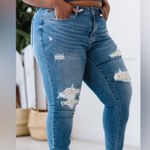 Judy Blue  Lemon Print Lined patchwork raw hem stretch Skinny fit Jeans 16 w Photo 2