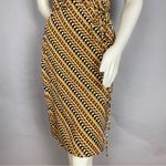 ABS Allen Schwartz  Faux Wrap Dress Graphic Print Blocks Diagonal Brown‎ Medium Photo 5
