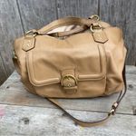Coach Campbell Izzy Tan/Brown Leather Large Satchel Handbag/Crossbody Bag Purse Photo 9