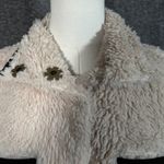 Thread & Supply Ivory Sherpa Fleece Jacket Medium Teddy Coat Button Front Black Photo 8