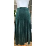 Green Velvet Midi Skirt XS High Waist Flowy A Photo 1