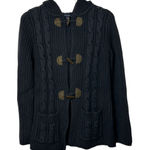 Lands' End Navy Blue Thick Toggle Cardigan Sweater Women's Size Small 6 8 Cotton Photo 0