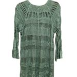 Cato Green Crochet Knit Sweater Cover-Up Boho Tunic Photo 2