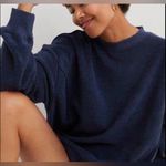 Aerie Women’s Sz M Navy The Chill Cozy Crew Textured Oversized Sweatshirt Photo 2