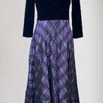 Coldwater Creek Witchy Whimsigoth Black Velvet Purple Gingham Midi Maxi Vintage Dress 6 / S Photo 0