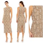 Mac Duggal  Cocktail Dress Heavily Beaded brown midi dress size 6 C6 Photo 1